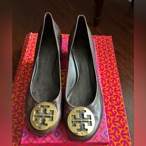 Brown Tory Burch Block Heel Pumps